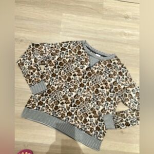 Secret Treasures Leopard Print Sweatshirt with Striped Accents